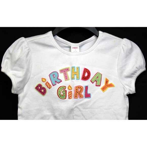 2008 Gymboree Spring Rainbow Birthday Girl T-shirt sz 9 White Candle Puff Sleeve - Picture 2 of 5